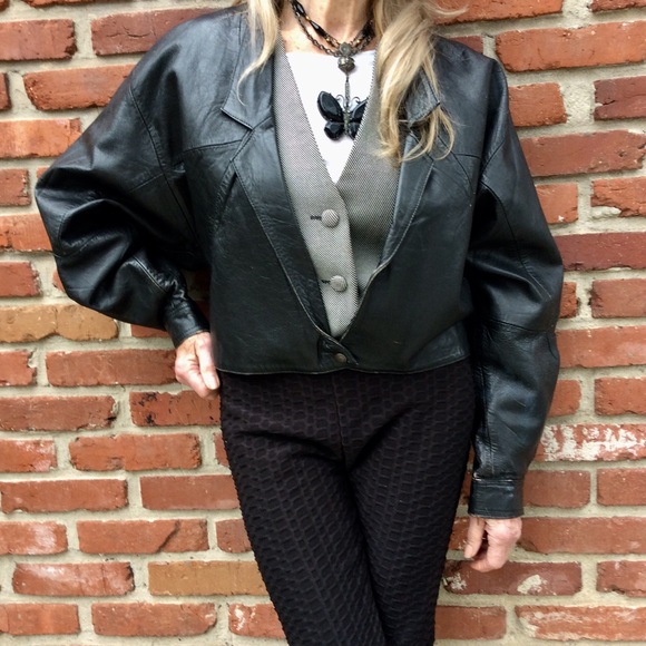 Vintage Leather Jacket w/Dolman Sleeves M/L - Picture 3 of 5